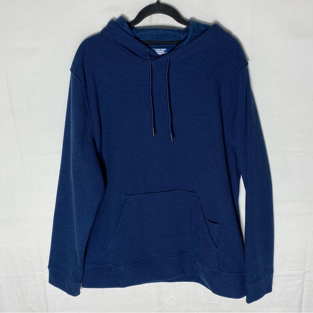 PGA Pro Tour Course Essentials Navy Blue Textured Pullover Hoodie L